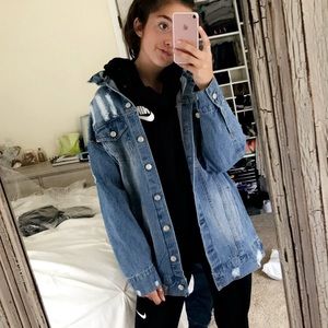 Distressed denim jacket